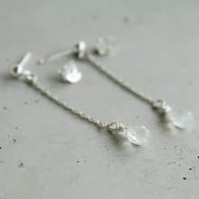 氣質水滴藍暈月光石925純銀耳環  超細緻小巧 可轉耳夾