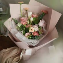 復古粉康乃馨 桔梗鬱金香 大盛鮮花束 2025母親節