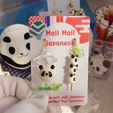 熊貓丸子串耳環、耳夾