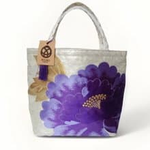 獨一無二真絲和服袋帶托特包, 日本手工刺繡升級改造包, 和風藝術