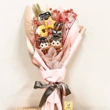 畢業餅乾花束 畢業熊+星星5片糖霜餅乾花束 低糖無香精