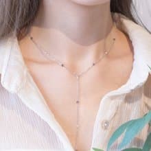 天然淡水珍珠mix堇青石925純銀果實Y字項鍊