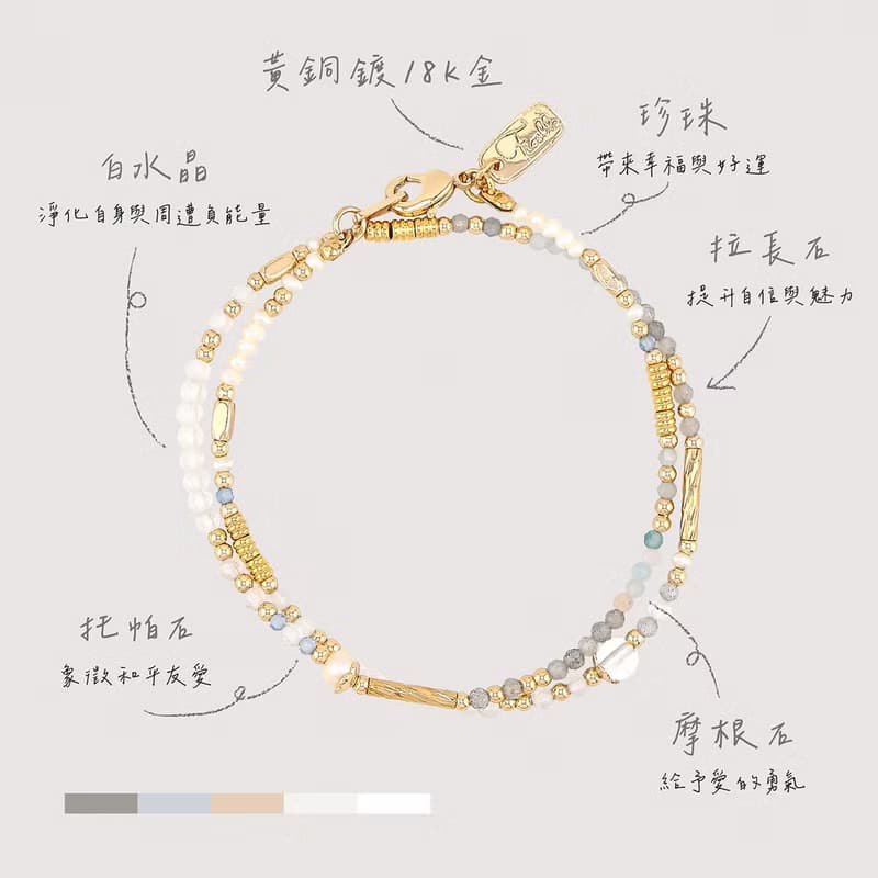 淨化 x 白水晶 珍珠 托帕石【茉莉花 • 生命中的唯一】雙層手鍊