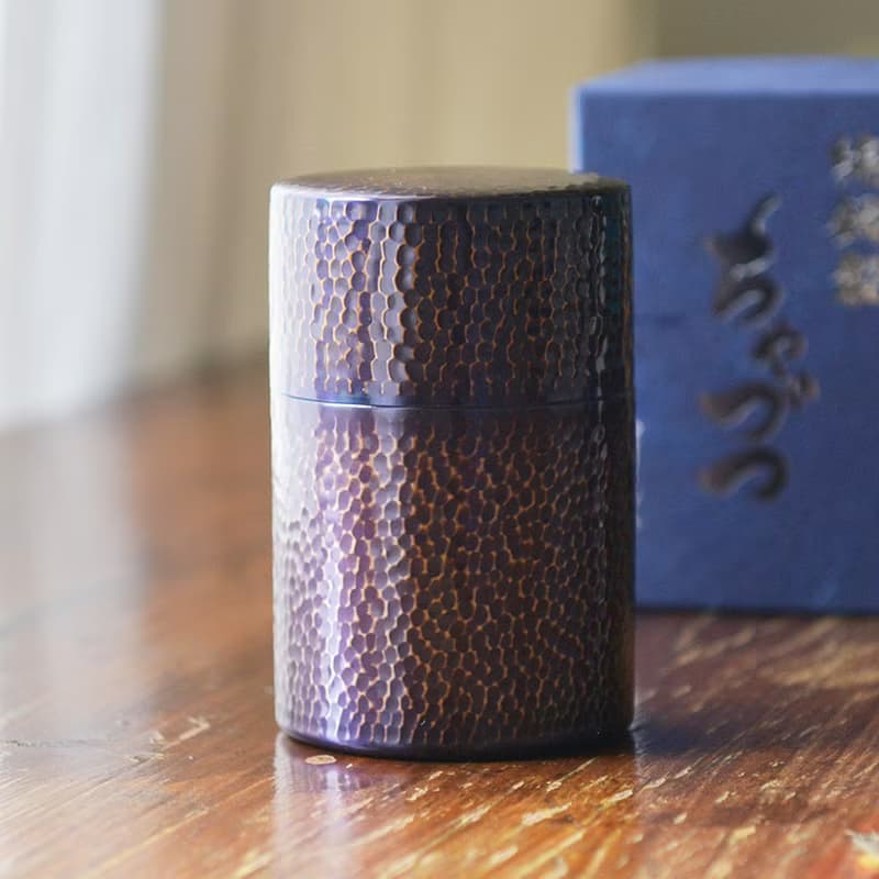 日本新光堂 日本製純銅鎚目紋茶葉罐/茶筒-多色可選