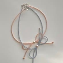 Charming cute I Big Bow Necklace Pink Blue