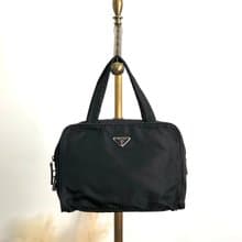 【 日本直送　名牌中古包 】PRADA プラダ ハンドバッグ ブラック トライアングルロゴ ナイロン ミニボストン vintage ヴィンテージ vkstir
