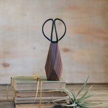 Faceted wood vase, minimalist bud vase