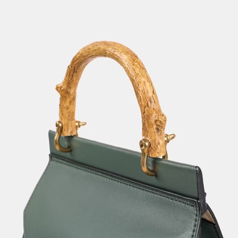 Mini Fir Bag 素皮革 手提包 斜背包 綠色