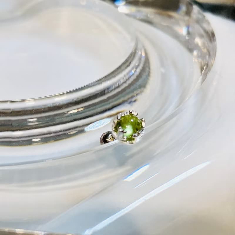 ITS-E153【925銀轉珠耳釘・寶石】碧璽月光石蛋白石耳環單只1個