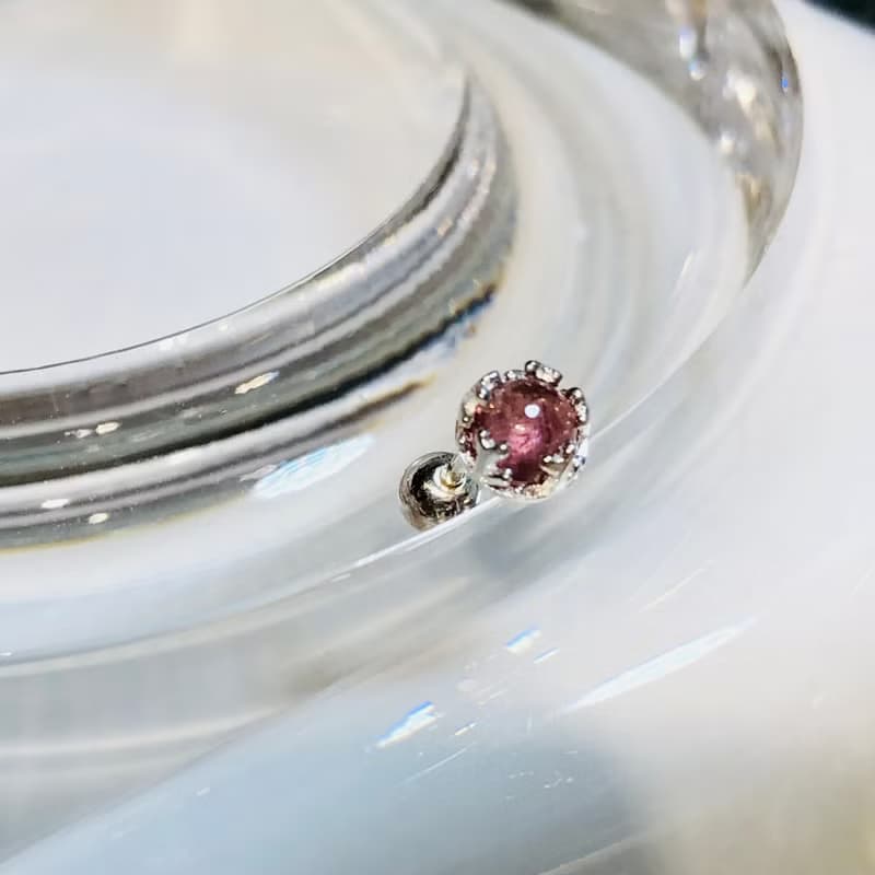 ITS-E153【925銀轉珠耳釘・寶石】碧璽月光石蛋白石耳環單只1個