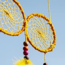 民族風掛飾 boho 手工編織棉麻捕夢網吊飾dream Cather-黃色眼睛