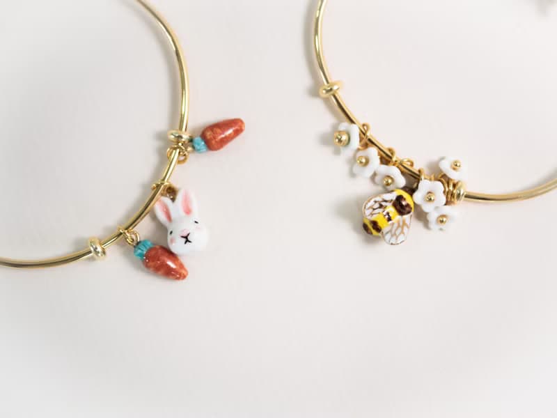 Rabbit + Carrot Porcelain Bracelet Set