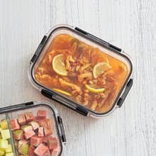 日本霜山 耐熱玻璃保鮮盒(無分隔)-1500ml-3入