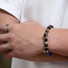 開運避邪 銀曜石 藍虎眼 青金石 男款招財手鍊 天然水晶手鏈