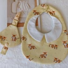 【11/14後出貨】彌月禮物 萌萌虎  二合一奶嘴夾 領片圍兜 虎年