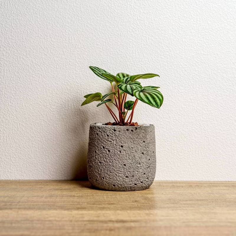 銀河椒草懶人盆栽加圓點灰小水泥盆 套盆 開幕盆栽推薦 桌上盆栽