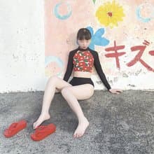 溫泉度假 少女椿花 美背防曬分體泳衣 平角褲 顯瘦遮肉