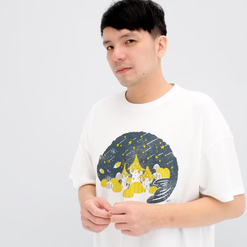 中性短袖- 貓村的夜空 男生穿 貓