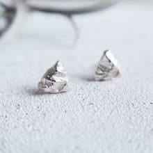 925純銀 三角 礦石 耳環  耳夾 一對 免費送禮包裝