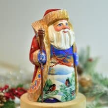 手工雕刻人物木製俄羅斯聖誕老人手繪雕塑