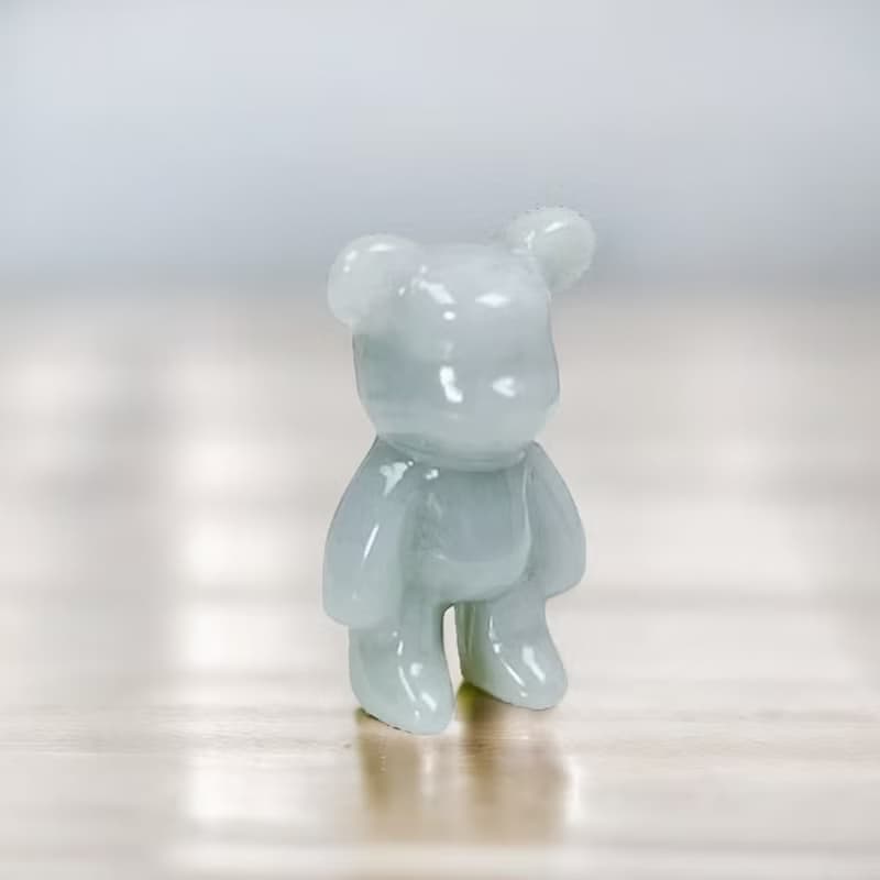【熊熊玉見你】淡藍翡翠可愛小熊擺飾|天然緬甸玉翡翠A貨|送禮