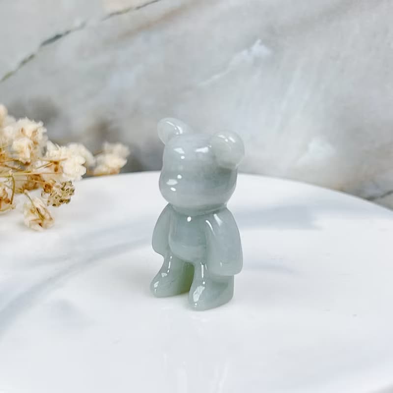 【熊熊玉見你】淡藍翡翠可愛小熊擺飾|天然緬甸玉翡翠A貨|送禮