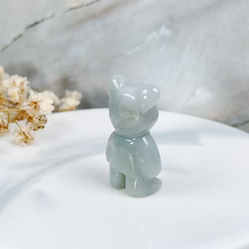 【熊熊玉見你】淡藍翡翠可愛小熊擺飾|天然緬甸玉翡翠A貨|送禮