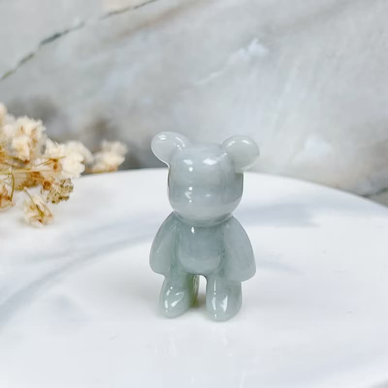 【熊熊玉見你】淡藍翡翠可愛小熊擺飾|天然緬甸玉翡翠A貨|送禮