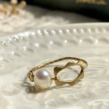 老林雜貨 | 珍珠黃銅框框戒指