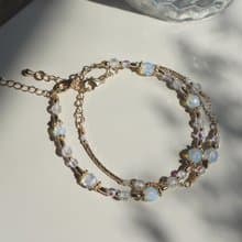 生日石系列 | 十月 | 蛋白石  | 兩件組合式手鍊