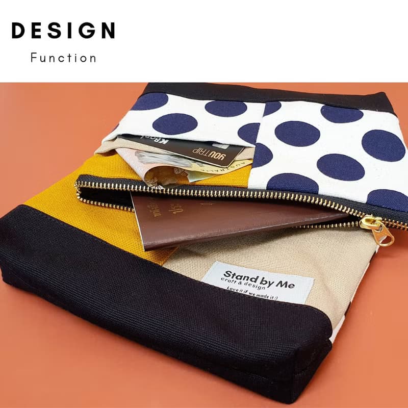 手拿包 Canvas pouch bag yellow color YKK zipper 化妝包/收納袋