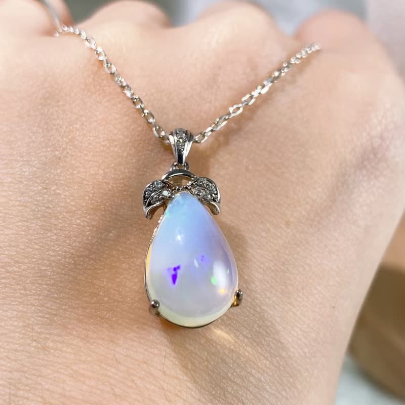 天然寶石 天然彩虹極光蛋白石 5.84克拉 925純銀訂製 歐泊 opal