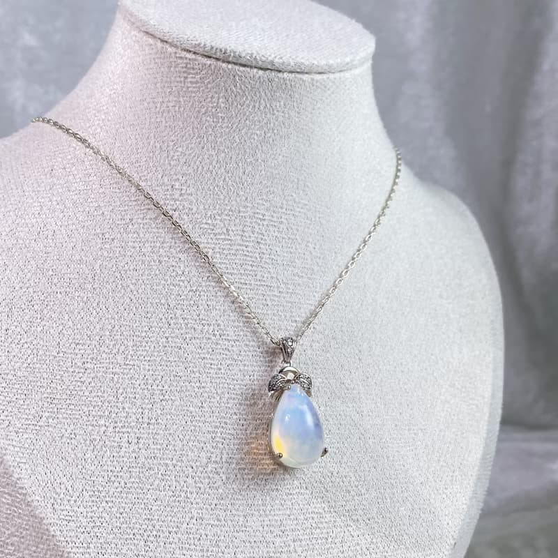 天然寶石 天然彩虹極光蛋白石 5.84克拉 925純銀訂製 歐泊 opal