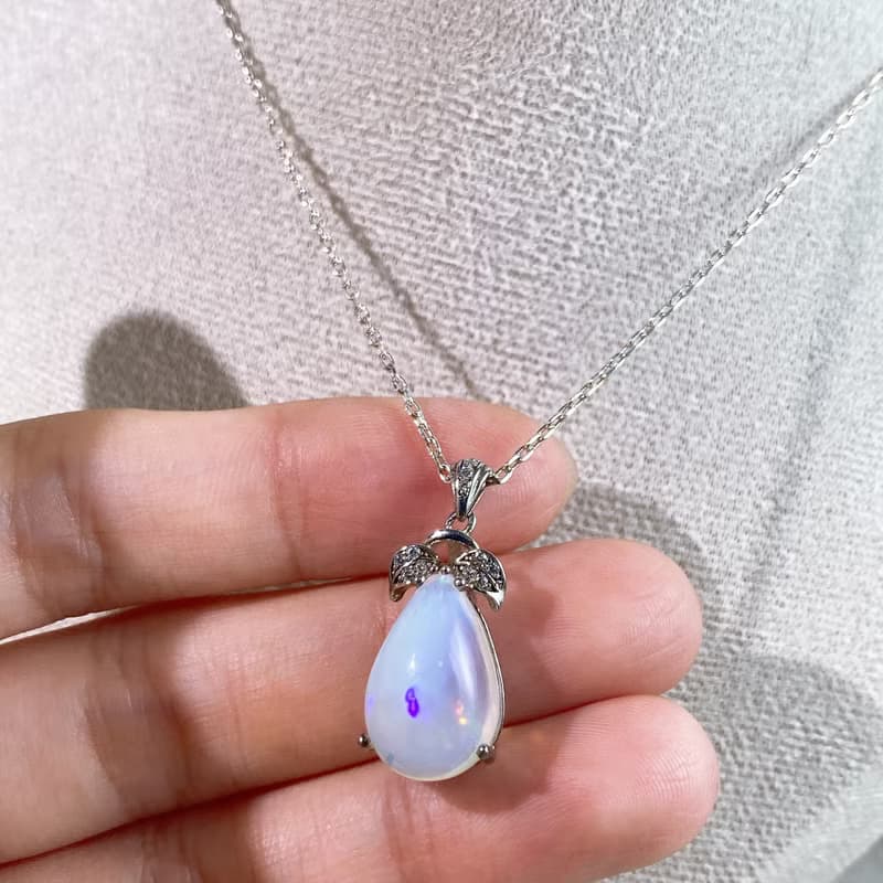 天然寶石 天然彩虹極光蛋白石 5.84克拉 925純銀訂製 歐泊 opal