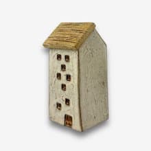 SOLO歐洲家居-手工台灣陶 小房子小花器-白 12cm 花盆 擺件