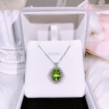 天然橄欖石 立體愛心雕刻鍊 3.26克拉 925純銀 8月誕生石