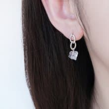 925純銀 煉光白水晶 耳環 或 耳夾 不對稱 一對