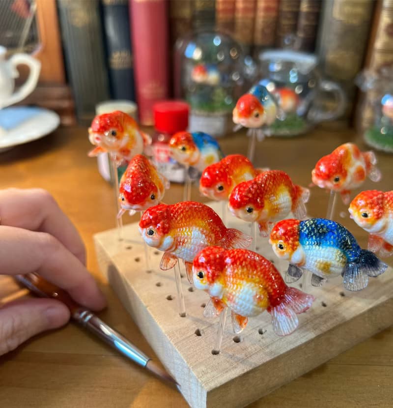 手工繪製(招財蘭壽金魚微景觀造景)