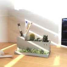 【水泥綠意工廠-文具收納】迷你仙人掌造景DIY 筆筒 辦公室植栽