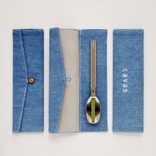 水洗丹寧餐具袋 | 淺藍