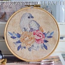 Moonlight Bird and Bouquet II PDF cross stitch pattern 鸟花十字绣