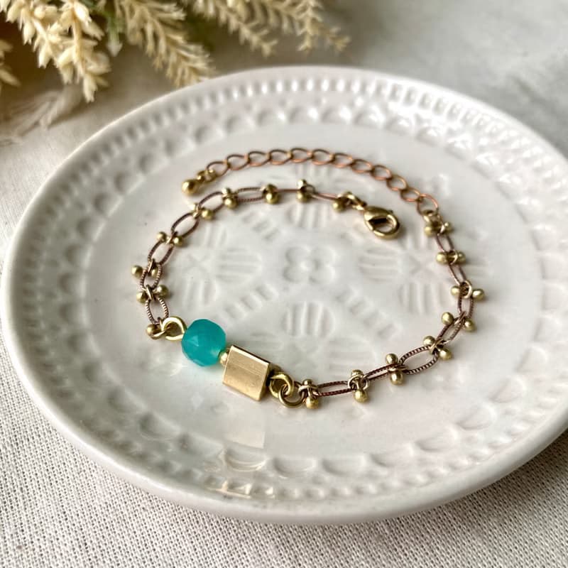 老林雜貨 | 天河石黃銅蕾絲手鍊