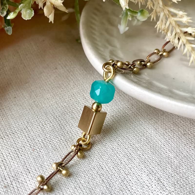 老林雜貨 | 天河石黃銅蕾絲手鍊