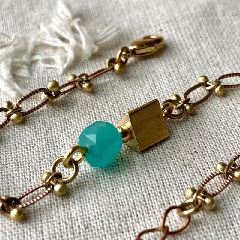 老林雜貨 | 天河石黃銅蕾絲手鍊