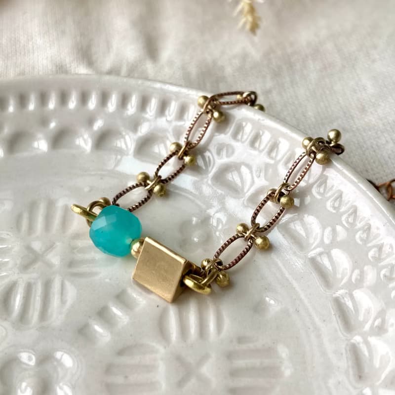 老林雜貨 | 天河石黃銅蕾絲手鍊