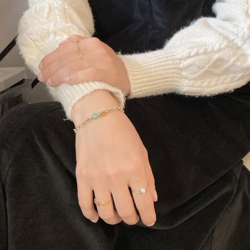 老林雜貨 | 天河石黃銅蕾絲手鍊