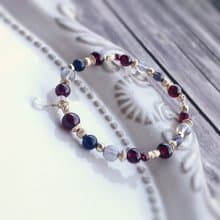 石榴石、紫牙烏、菫青石、拉長石 天然石手鍊