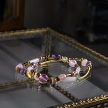 莓果圓舞曲 / 石榴石 拉長石 紫水晶 粉晶 草莓晶 天然石雙圈手鍊