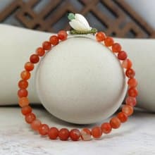 手鍊 磨砂質感 天然 南紅瑪瑙 貝殼花 翡翠珠 925銀飾 蠟線 編織