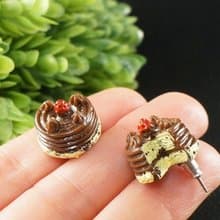 Chocolate Cake Studs Kawaii Food Dessert Stainless Steel Stud Earrings Jewelry